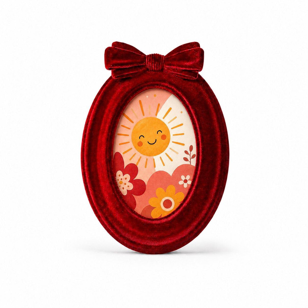 Himore Flowing Oval Photo Frame — red variant on white background