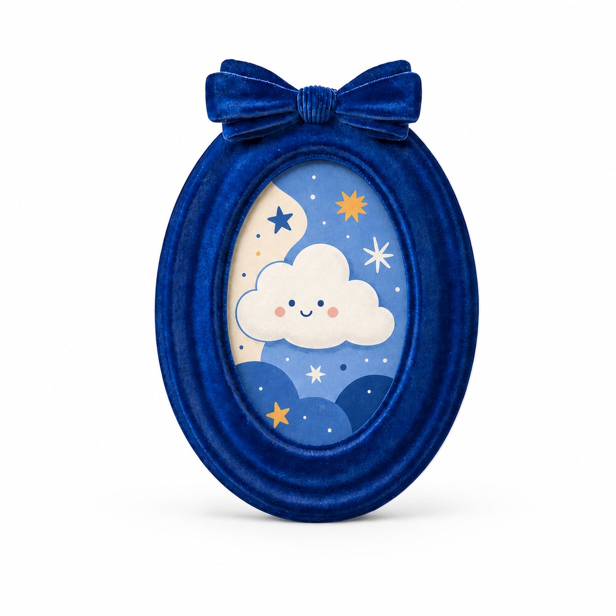 Himore Flowing Oval Photo Frame — blue variant on white background