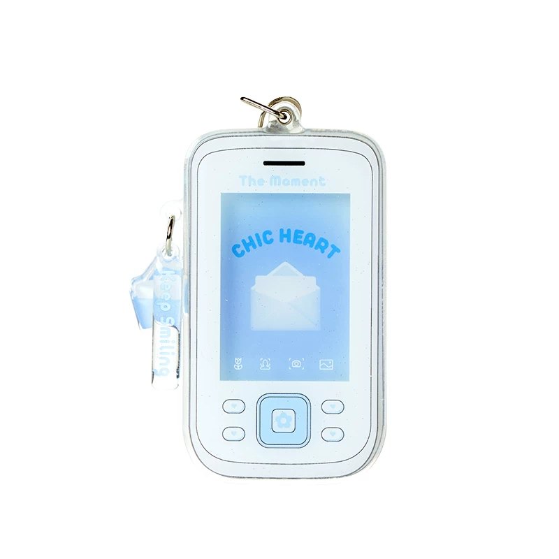 Himore Heart Signal Mini Photo Keychain — blue variant on white background