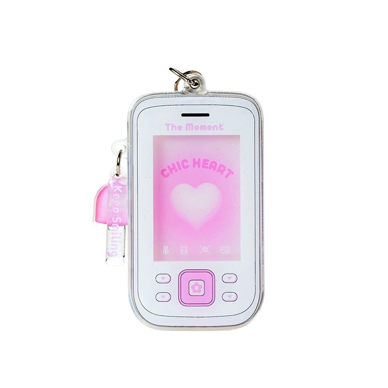 Himore Heart Signal Mini Photo Keychain — pink variant on white background