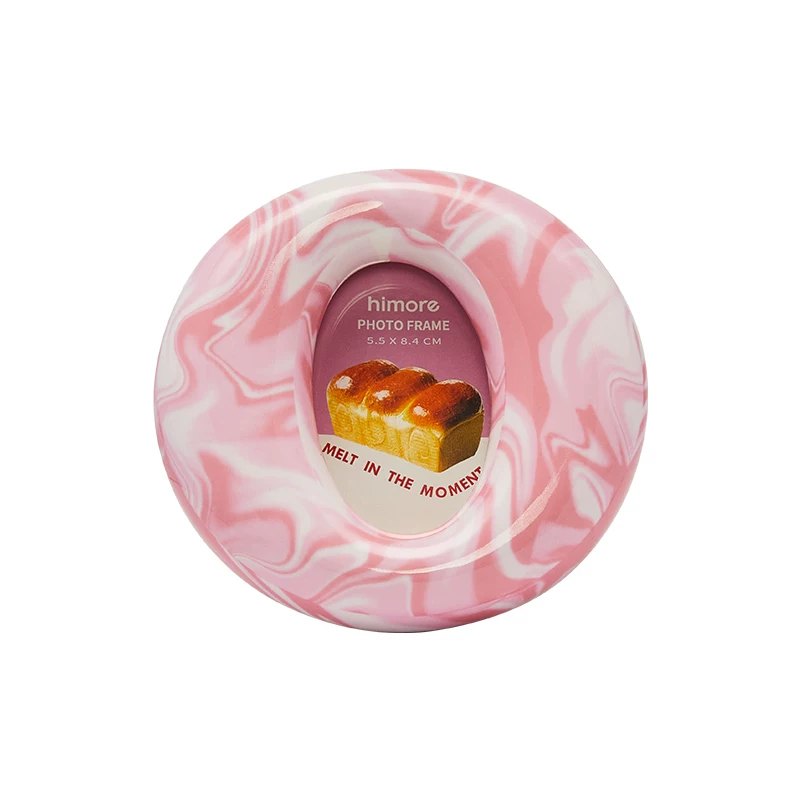 Himore Melting Moment Marbled Photo Frame — pink variant on white background